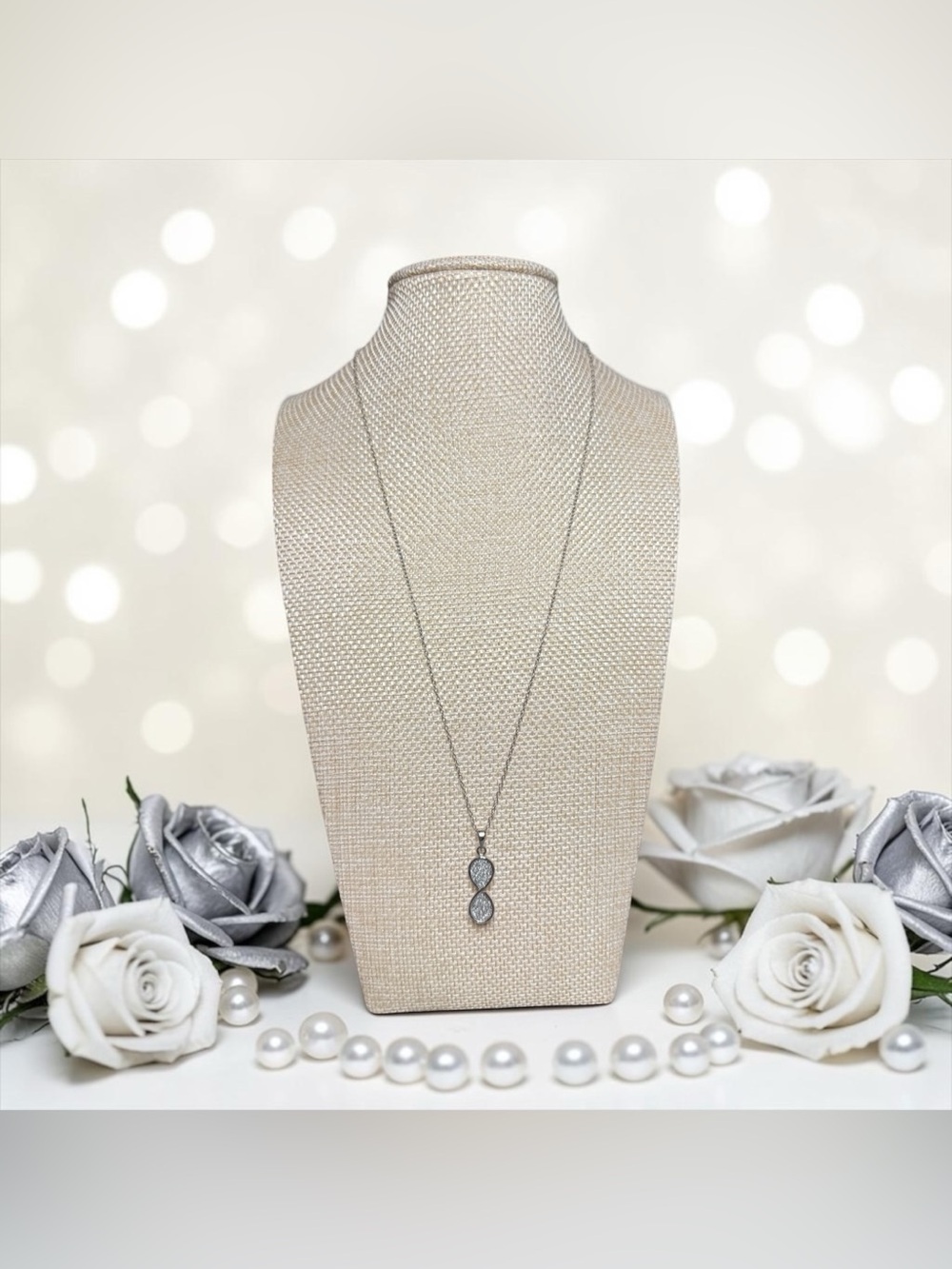 ♾️Sterling Silver Infinity Pendant Necklace w/CZ Accents/NIB♾️